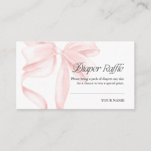 Rosa Coquette-Schleife Windel-Raffle-Beilagekarte Begleitkarte