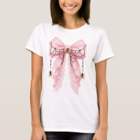 Rosa Coquette-Spinne-Schleifen-T-Shirt