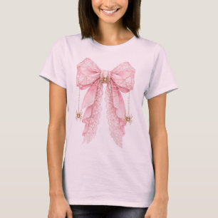Rosa Coquette-Spinne-Schleifen-T-Shirt T-Shirt