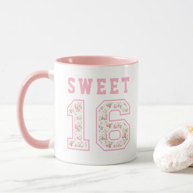 Rosa Coquette Sweet 16 University Tasse (Mit Donut)