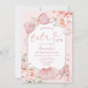 Rosa Coquette Tutu Süßes Mädchen 2. Geburtstag Einladung
