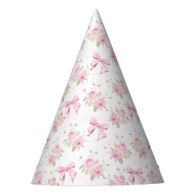 Rosa Cottage-Rose mit Schleife Coquette  Partyhütchen (Vorderseite)