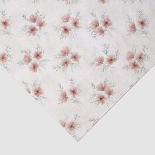 Rosa Cottagecore-Wildblumen Botanischer Druck Seidenpapier