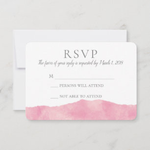 Rosa Cotton Candy Watercolor Wedding RSVP Karte