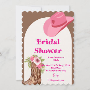 Rosa Cowboy Brautdusche Einladungskarte