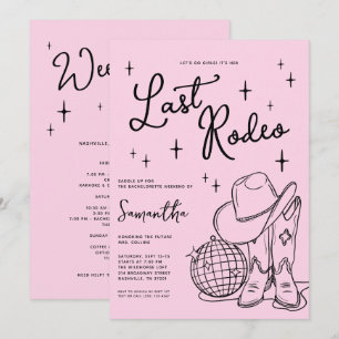 Rosa Cowboy-Stiefel Letzte Rodeo-Junggesellinnenpa Einladung