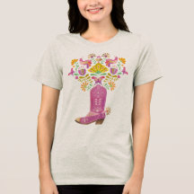 Rosa Cowboy-Stiefel mit Flora und Fauna