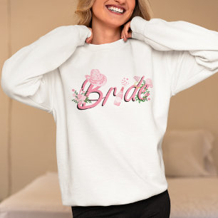 Rosa Cowboyhut mit Blumen Braut Sweatshirt
