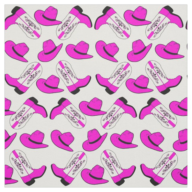 Rosa Cowboystiefel-Hüte auf irgendeinem Stoff (Muster)