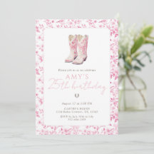 Rosa Cowgirl 25. Geburtstag Blumen Western Stiefel