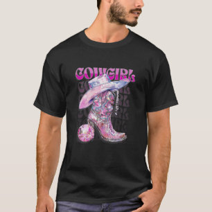 Rosa Cowgirl Boots Disco Western Country Cow Girl T-Shirt