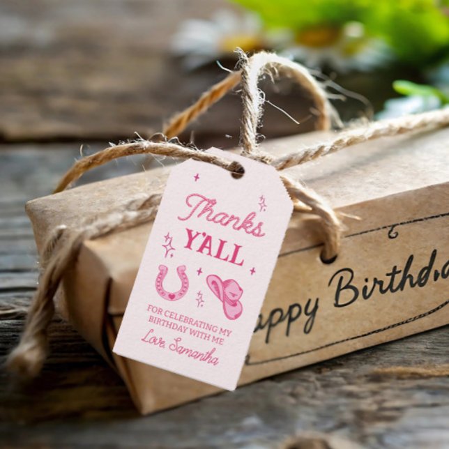 Rosa Cowgirl Boots Rodeo Geschenkanhänger (Von Creator hochgeladen)