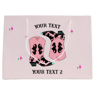 Rosa Cowgirl Boots Rodeo Große Geschenktüte