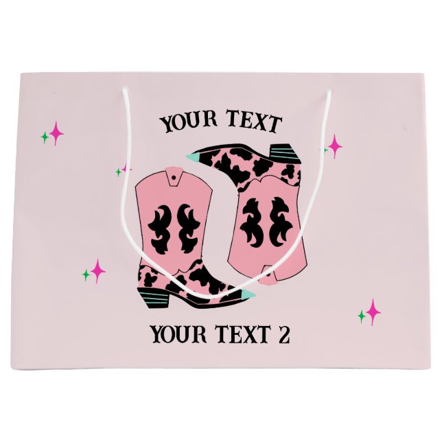 Rosa Cowgirl Boots Rodeo Große Geschenktüte (Vorderseite)
