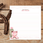 Rosa Cowgirl-Bücher für Babysteckkarte Notizblock<br><div class="desc">Fordern Sie einen speziellen Sake mit dieser rosa Cowgirl-Designkarte "Books for Baby" an. Mit Aquarellstiefeln und Seilakzenten eignet sich diese reizvolle Einlage ideal für eine rustikale oder Western-Babydusche. Eine süße Art,  die erste Bibliothek des Babys zu bauen,  anstatt traditionelle Karten zu verwenden!</div>