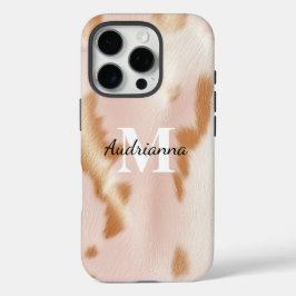 Rosa Cowgirl Cowhide Monogram iPhone 16 Pro Hülle