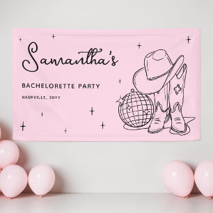 Rosa Cowgirl-Disco Letzte Rodeo-Junggesellinnenpar Banner