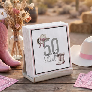 Rosa Cowgirl Elegant 50 und Fabelhafte Geburtstags Serviette