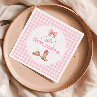 Rosa Cowgirl Erstes Rodeo Geburtstagsservietten Serviette