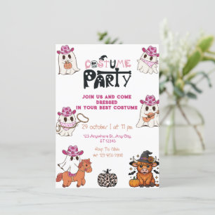 Rosa Cowgirl Halloween KostümParty Einladung