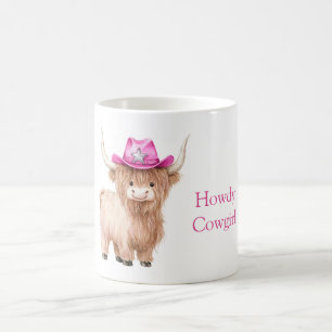 Rosa Cowgirl-Hut Highland-Kuh Kaffeetasse