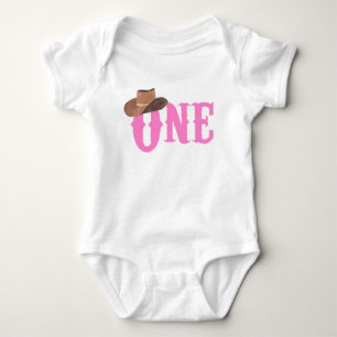 Rosa Cowgirl-Hut-Themen-1. Geburtstag Baby Strampler