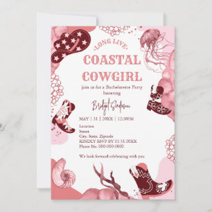 Rosa Cowgirl-Junggeselinnen-Abschied Einladung