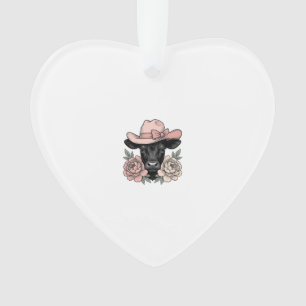Rosa Cowgirl-Kalb mit Päonien Vintage-Vektor_1 Ornament