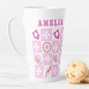 Rosa Cowgirl mit Blume Milchtasse