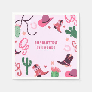 Rosa Cowgirl Rodeo Western Geburtstagsparty Serviette