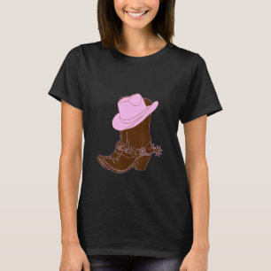 Rosa Cowgirl-Stiefel T-Shirt