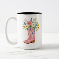 Rosa Cowgirl-Stiefel Wildblumen Floral Western