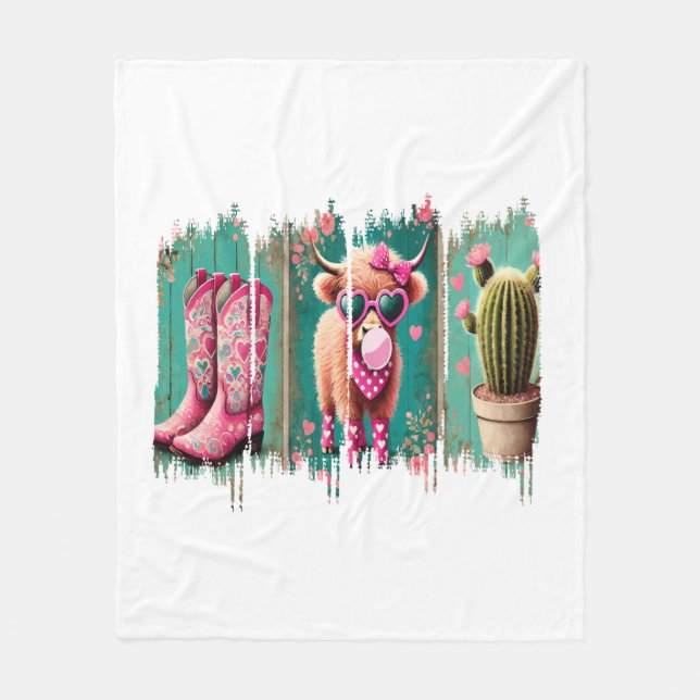 Rosa Cowgirl Valentine, Herz Fleecedecke (Vorderseite)