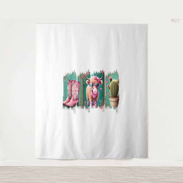 Rosa Cowgirl Valentine, Herz Wandteppich (Vorderseite)