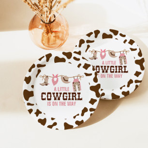 Rosa Cowgirl Western-Baby-Party Pappteller