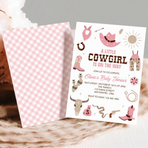 Rosa Cowgirl Western Baby Shower Einladung