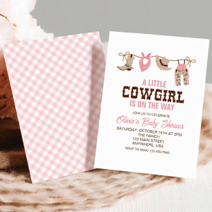 Rosa Cowgirl Western Baby Shower Einladung