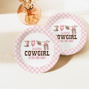 Rosa Cowgirl Western Baby Shower Papier Teller