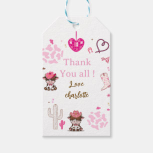 Rosa Cowgirl Western Geburtstag Danke-Tag Geschenkanhänger