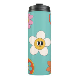 Rosa Creme Abbildung Retro Blume Tumbler. Thermosbecher