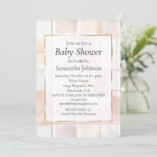 Rosa Creme Abstrakte Quadrate Baby Shower Einladung