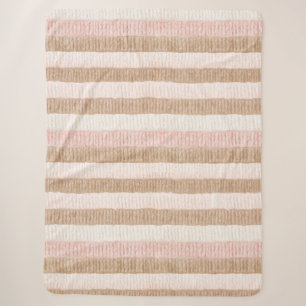 Rosa Creme Beige Streifen Sherpadecke