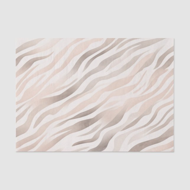 Rosa Creme Beige Zebra Tierdruck Seidenpapier (Vorderseite)