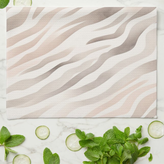 Rosa Creme Beige Zebra Tierprint Geschirrtuch (Gefaltet)