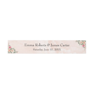 Rosa Creme Blumen Hochzeitseinladung Bauchband Einladungsbanderole