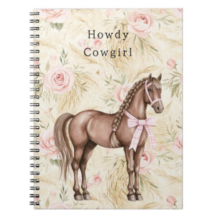 Rosa Creme Blumen Pferd Notizblock