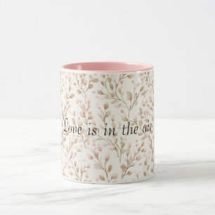 Rosa Creme Blumen Romantische Liebe Tasse
