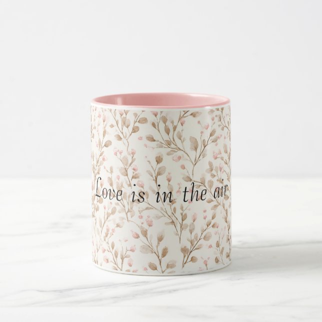 Rosa Creme Blumen Romantische Liebe Tasse (Zentrum)