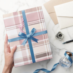Rosa Creme Braun gestreift Geburtstag Geschenkpapier