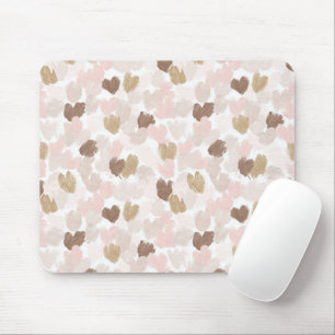 Rosa Creme Braune Herzen Mousepad